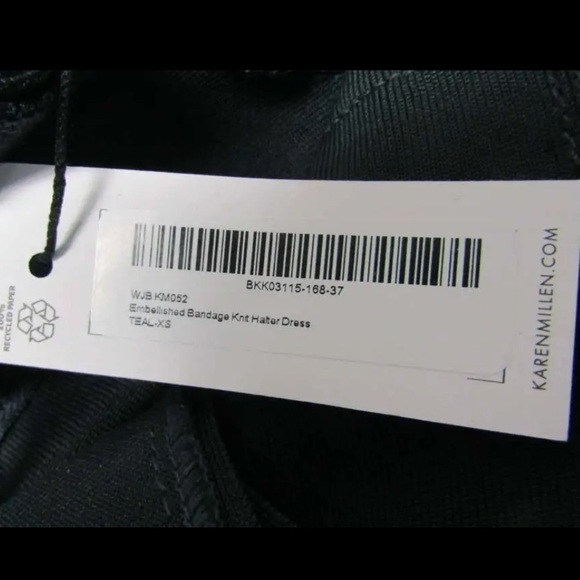 NWT KAREN MILLEN Embellished Bandage Knit Halter Bodyon Mini Dress Green XS - Picture 8 of 8